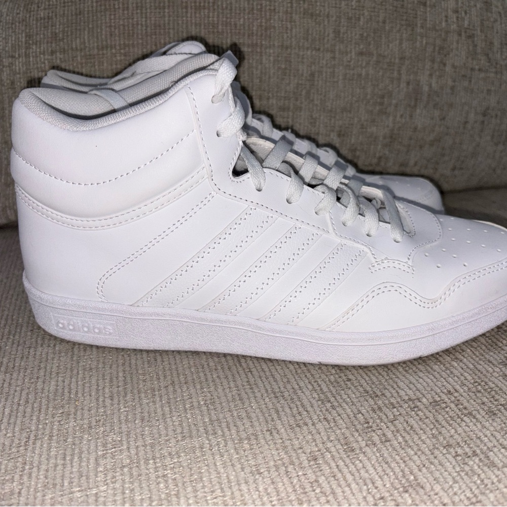 Adidas Men's All-White High-Top Sneakers